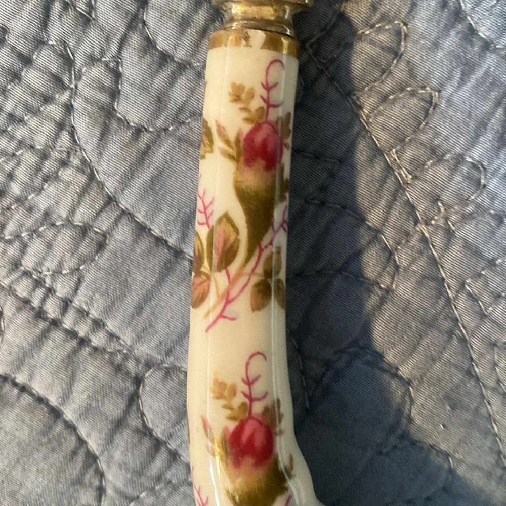 Vintage Sheffield Made In England Gold Trim Porcelain Handle Hostess Serving Set
